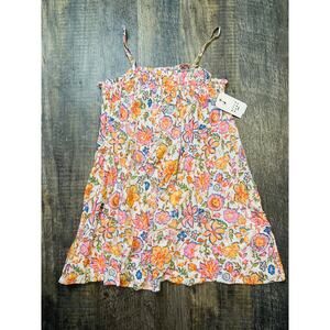 Billa Bong Little Girls Pink Floral Smocked Sleeveless Mini Dress Size Small NWT